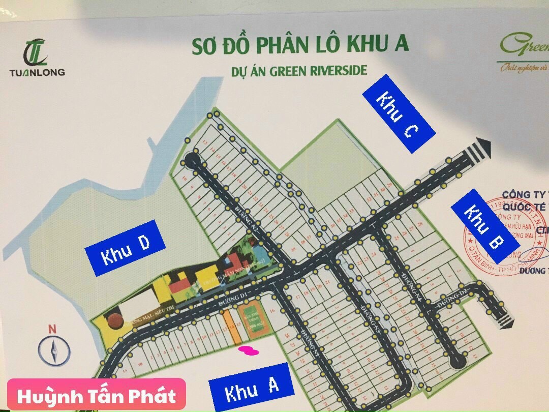 Lô đất 5m (nở hậu 5.12m) x 23.79m KDC Green Riverside giá tốt!